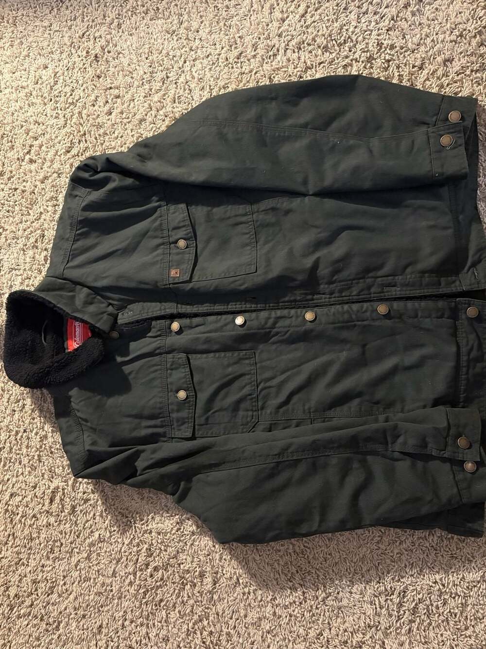 Coleman Sherpa Lined Canvas Jacket Size XXL Green Workwear